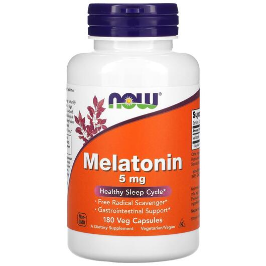 Основное фото товара NOW, Мелатонин 5 мг, Melatonin 5 mg, 180 капсул