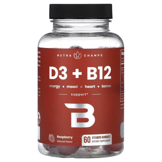 Основное фото товара NutraChamps, Витамин D3, D3 + B12 Raspberry, 60 таблеток