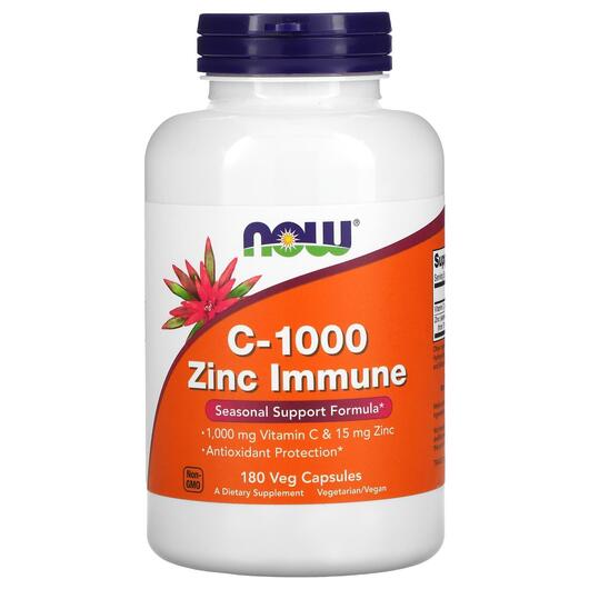 Основное фото товара NOW, Витамин C и Цинк, C-1000 Zinc Immune, 180 капсул