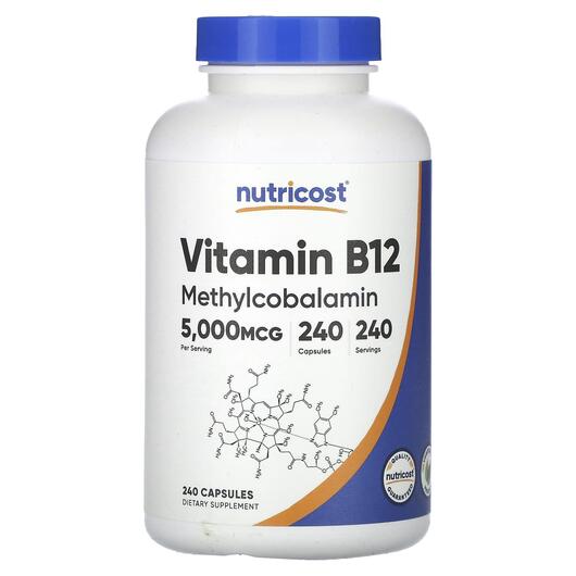 Основное фото товара Nutricost, Витамин B1 Тиамин, Vitamin B12 5000 mcg, 240 капсул