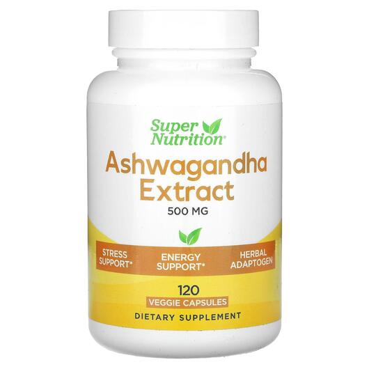 Основное фото товара Super Nutrition, Ашваганда, Ashwagandha 500 mg, 120 капсул