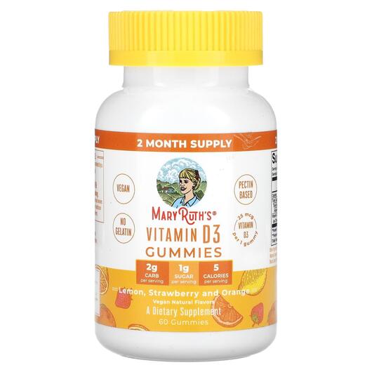 Основне фото товара Vitamin D3 Gummies Lemon Strawberry and Orange, Вітамін D3, 60 та