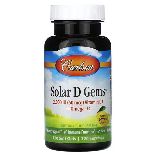 Основне фото товара Solar D Gems 2000 IU 50 mcg Vitamin D3 plus, Вітамін D3, 120 капс