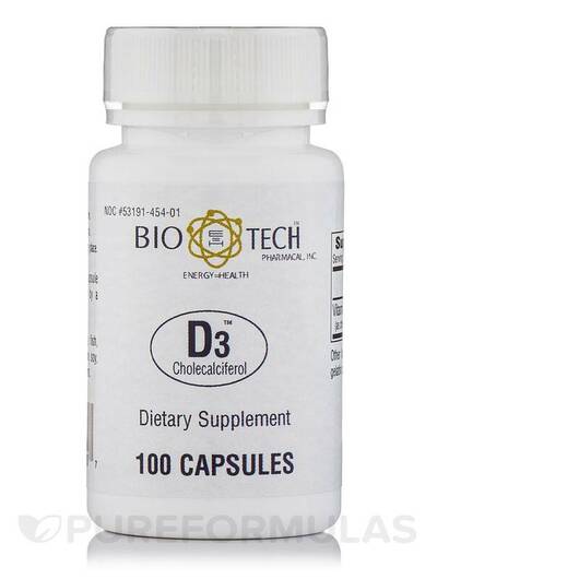 Основне фото товара Tech Pharmacal, D3 1000 IU, Вітамін D3, 100 капсул