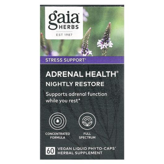 Основное фото товара Adrenal Health Nightly Restore, Поддержка надпочечников, 60 капсу