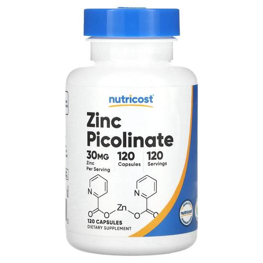 Основное фото товара Nutricost, Цинк Пиколинат, Zinc Picolinate 30 mg, 120 капсул