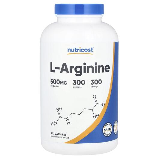 Основное фото товара Nutricost, L-Аргинин, L-Arginine 500 mg, 300 капсул