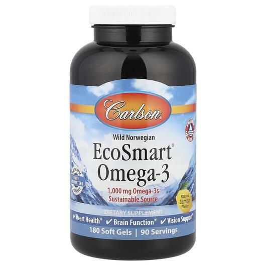 Основное фото товара Carlson, Рыбий жир Омега-3 1000 мг, EcoSmart Omega-3, 180 капсул
