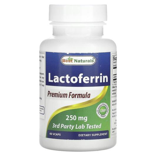 Основне фото товара Best Naturals, Lactoferrin 250 mg, Лактоферрин, 60 капсул