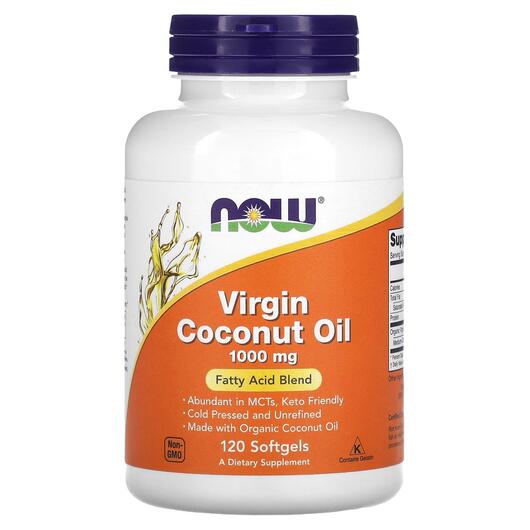 Основне фото товара NOW, Coconut Oil, Кокосова олія першого віджиму, 120 капсул