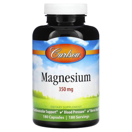 Основное фото товара Carlson, Магний 350 мг, Magnesium 350 mg, 180 капсул