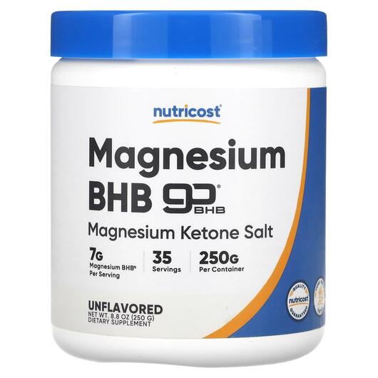 Основное фото товара Nutricost, Магний, Magnesium BHB Unflavored, 250 г