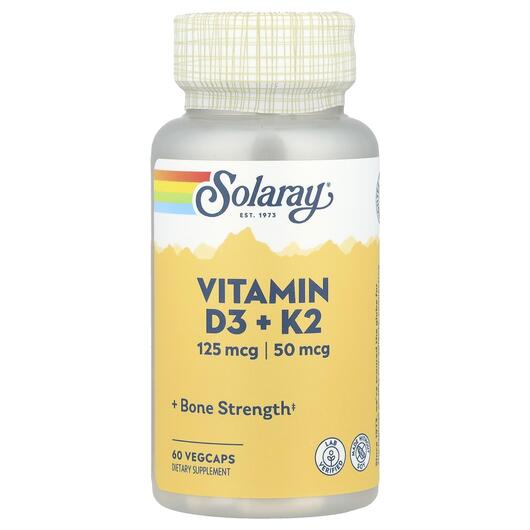 Основное фото товара Solaray, Витамин D3 + K2, Vitamin D3 + K2, 60 капсул