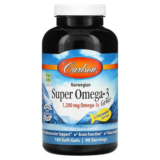 Основное фото товара Carlson, Рыбий жир Омега-3, Super Omega-3 Gems, 180 капсул