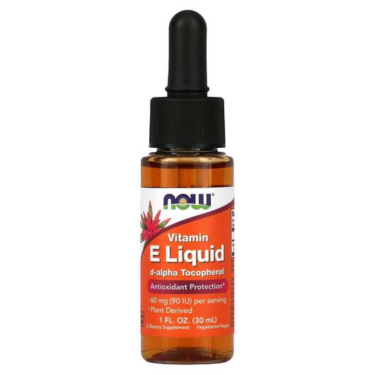 Основное фото товара NOW, Витамин E Токоферолы, Vitamin E Liquid 60 mg 90 IU, 30 мл