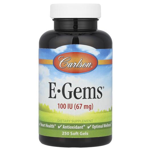 Основное фото товара Carlson, Витамин E 100 МЕ, E-Gems 67 mg 100 IU, 250 капсул