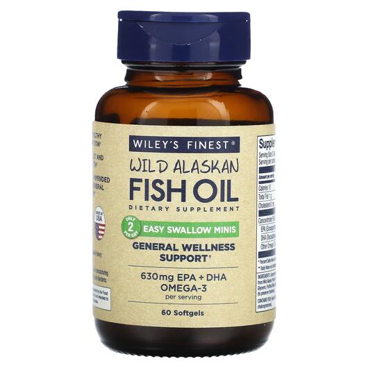 Основное фото товара Wild Alaskan Fish Oil Easy Swallow Minis 450 mg, Омега 3, 60 капс