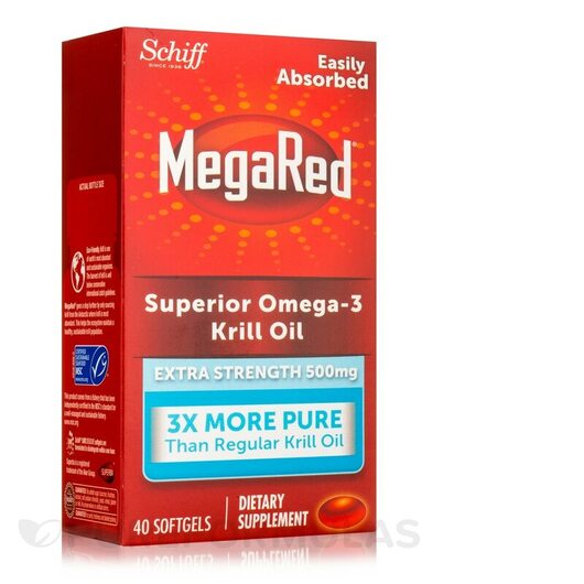 Основное фото товара MegaRed Superior Omega-3 Krill Oil 500 mg Extra, Омега 3, 40 капс