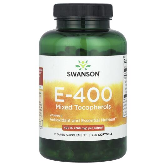 Основное фото товара Swanson, Витамин E, E 400 IU Mixed Tocopherols, 250 капсул