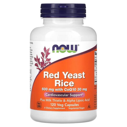 Основное фото товара NOW, Красный дрожжевой рис, Red Yeast Rice, 120 капсул