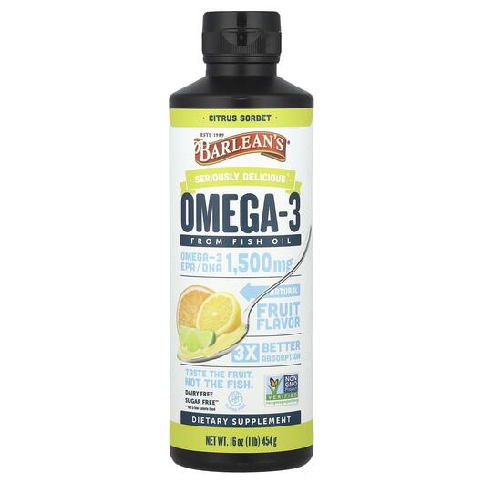 Основное фото товара Seriously Delicious Omega-3 Fish Oil Citrus Sorbet, Омега 3, 454 