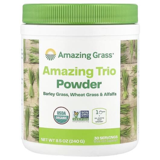 Основне фото товара Amazing Trio Barley Grass Wheat Grass & Alfalfa, Ячмінь, 240 