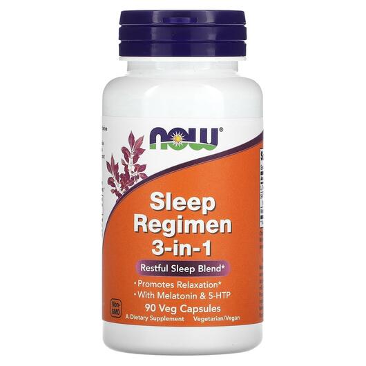 Основное фото товара NOW, Мелатонин, Sleep Regimen 3-in-1, 90 капсул