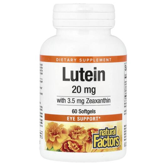 Основное фото товара Натуральные Факторы Лютеин 20 мг, Lutein 20 mg, 60 Softгeлs