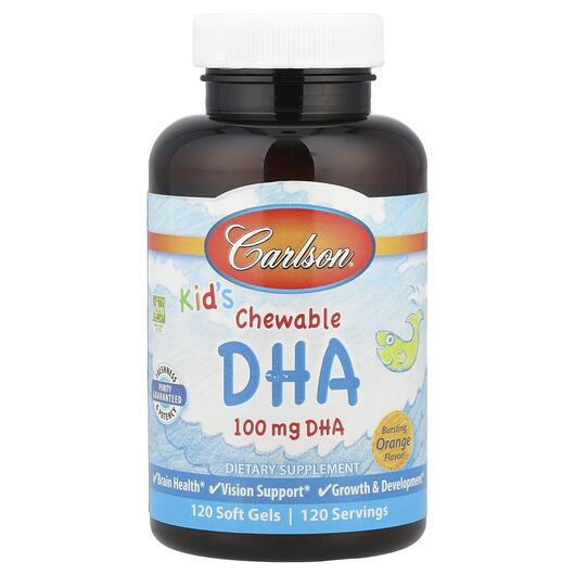Основное фото товара ДГК, Kids Chewable DHA Bursting Orange Flavor, 120 гелеых капсул