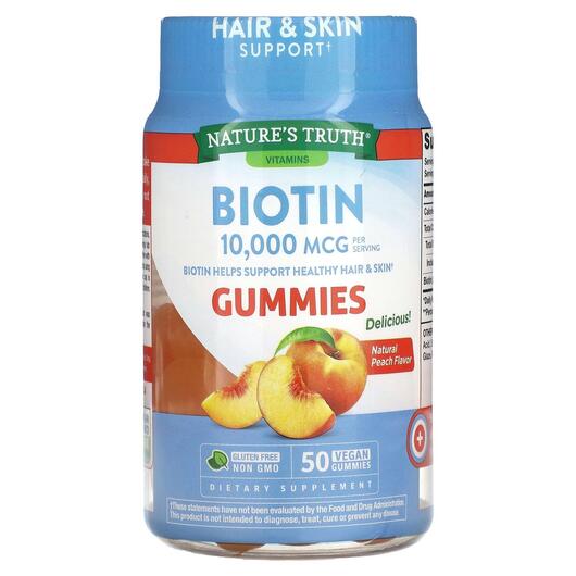 Основное фото товара Nature's Truth, ПЭА, Biotin Natural Peach 10000 mcg, 50 табл