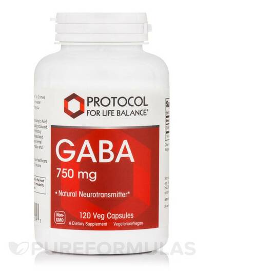 Основне фото товара Protocol for Life Balance, GABA 750 mg, ГАМК, 120 капсул