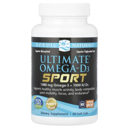 Основное фото товара Ультимейт Омега, Ultimate Omega-D3 Sport, 60 капсул