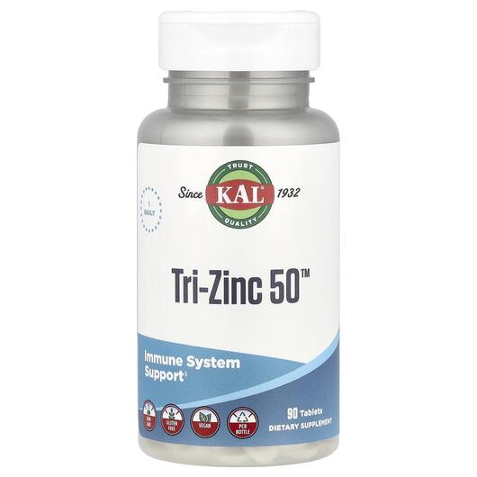 Основное фото товара KAL, Цинк, Tri-Zinc 50, 50 таблеток
