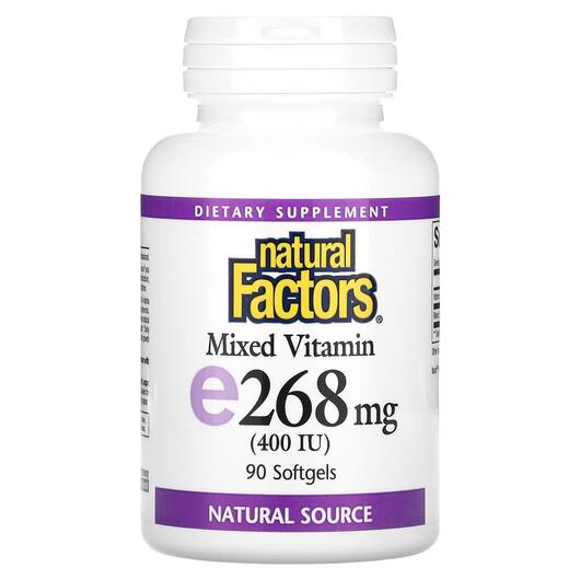 Основное фото товара Витамин E Токоферолы, Mixed Vitamin E 268 mg 400 IU, 90 капсул