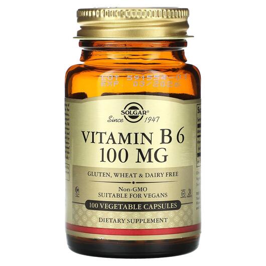 Основное фото товара Solgar, Витамин B6 Пиридоксин, Vitamin B6 100 mg, 100 капсул