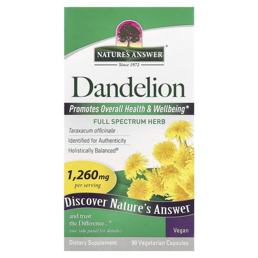 Основное фото товара Nature's Answer, Одуванчик, Dandelion 1260 mg, 90 капсул