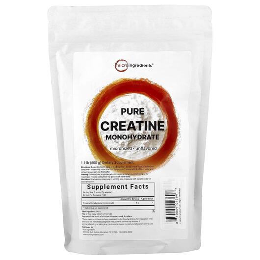 Основное фото товара Креатин, Pure Creatine Monohydrate Unflavored, 500 г