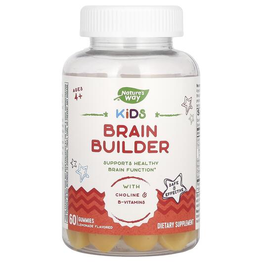 Основное фото товара Поддержка мозга, Kids Brain Builder Ages 4+ Lemonade, 60 таблеток