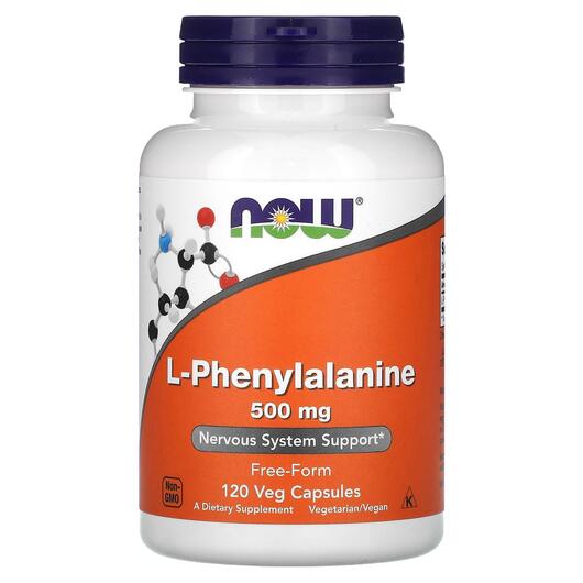 Основное фото товара NOW, L-Фенилаланин 500 мг, L-Phenylalanine 500 mg, 120 капсул
