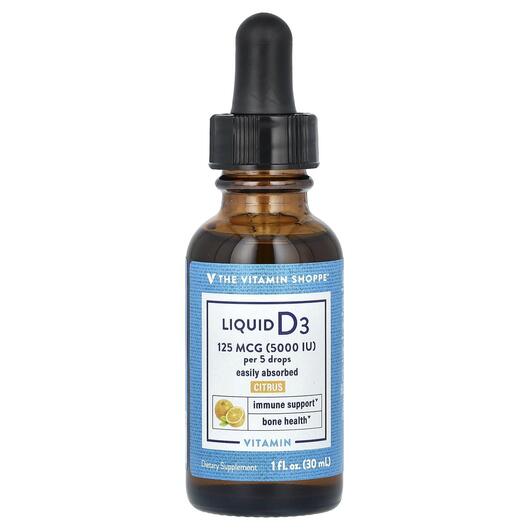 Основне фото товара Liquid Vitamin D3 Citrus 125 mcg 5000 IU, Вітамін D3, 30 мл
