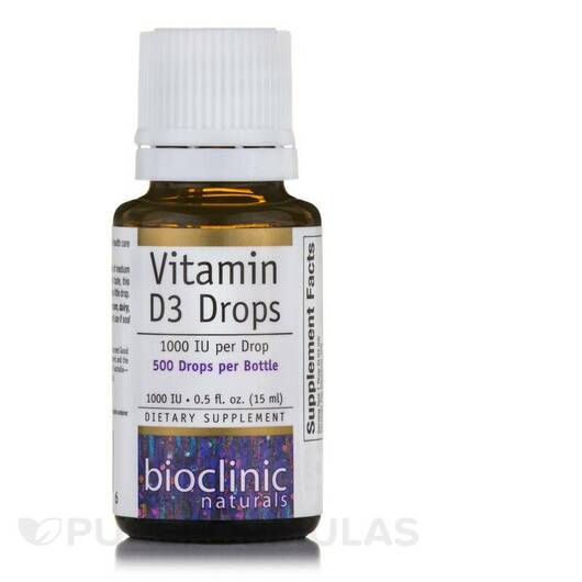 Основне фото товара Bioclinic Naturals, Vitamin D3 Drops 1000 IU, Вітамін D3, 15 мл