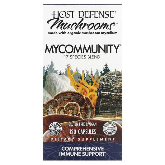 Основное фото товара Host Defense Mushrooms, Грибы, MyCommunity, 120 капсул