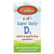 Фото товара Carlson, Витамин D3, Kid's Super Daily D3 400 IU 10 mcg, 10.