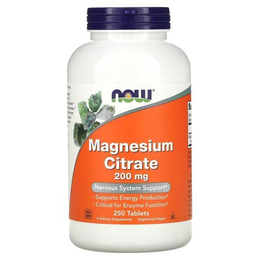 Основне фото товара NOW, Magnesium Citrate 200 mg, Магній Цитрат, 250 таблеток
