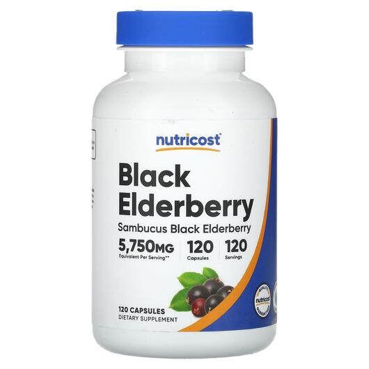 Основное фото товара Nutricost, Черная Бузина, Black Elderberry 5750 mg, 120 капсул
