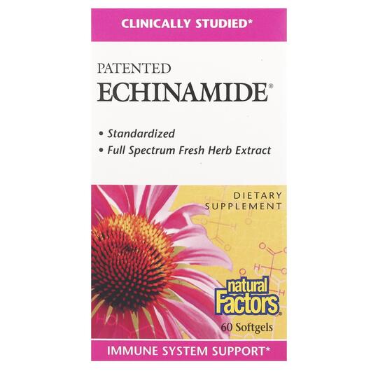 Основное фото товара Natural Factors, Эхинацея, Patented Echinamide, 60 капсул