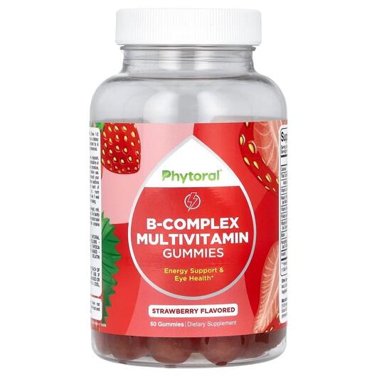 Основне фото товара B-Complex Multivitamin Gummies Strawberry, B-комплекс, 60 таблето