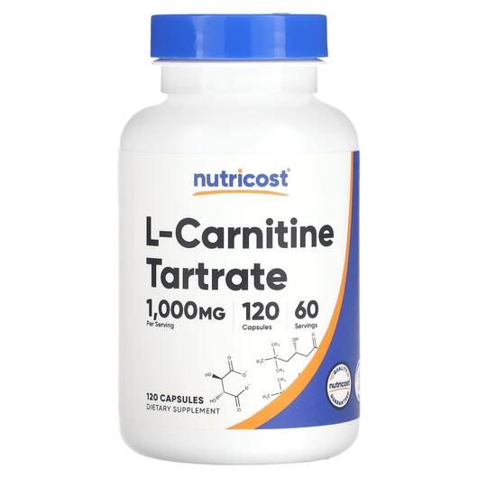 Основное фото товара Nutricost, L-Карнитин, L-Carnitine Tartrate 500 mg, 120 капсул