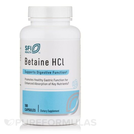 Основное фото товара Klaire Labs, Бетаин гидрохлорид, Betaine HCL, 100 капсул