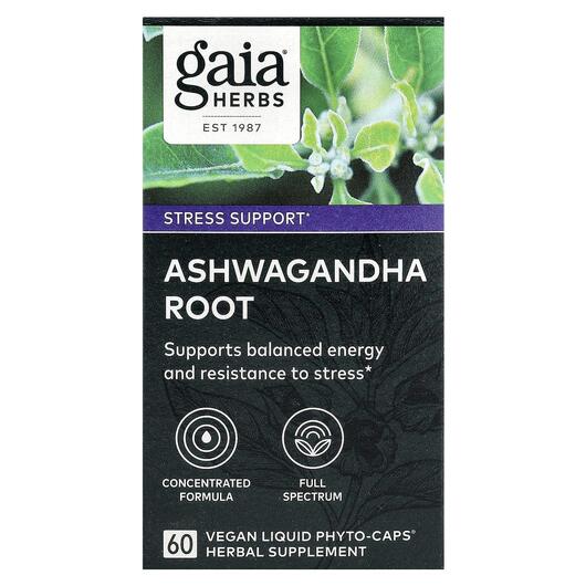 Основное фото товара Gaia Herbs, Ашвагандха, Ashwagandha Root, 60 капсул